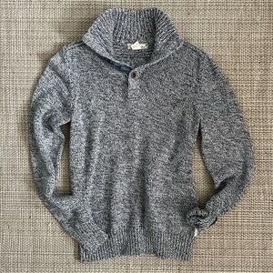 H&M Blue and White Knit Henley Sweater